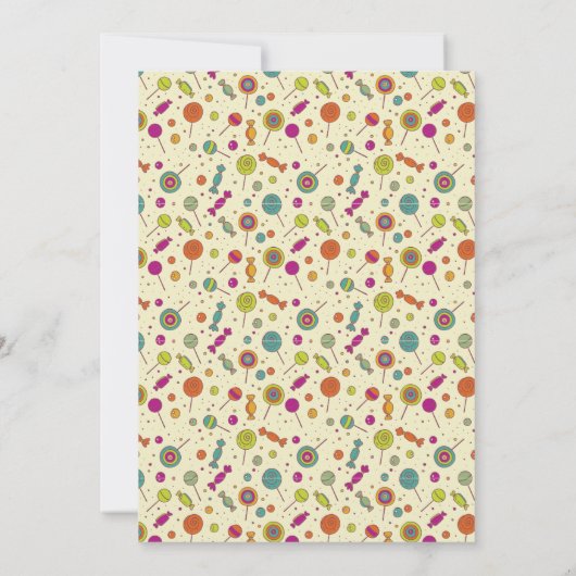 Cute Candy thème premier anniversaire Invitation (Dos)