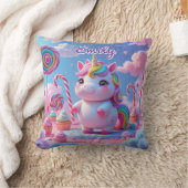 Cute Candy Unicorn Coussin - Nom modifiable (Couverture)