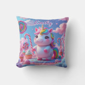Cute Candy Unicorn Coussin - Nom modifiable (Recto)