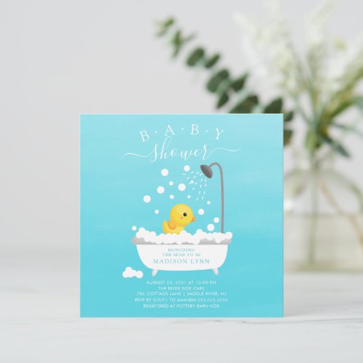 Cute Caoutchouc Douche Bébé Invitation (Debout devant)