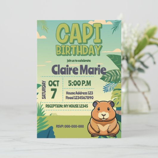 Cute CAPIBARA Invitation (Debout devant)