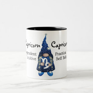 Cute Capricorn Gnome Zodiac Sign Tweekleurige Koffiemok