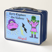 Cute Captain Zoey Green Girl Robot Pink Spaceship (Voorkant)