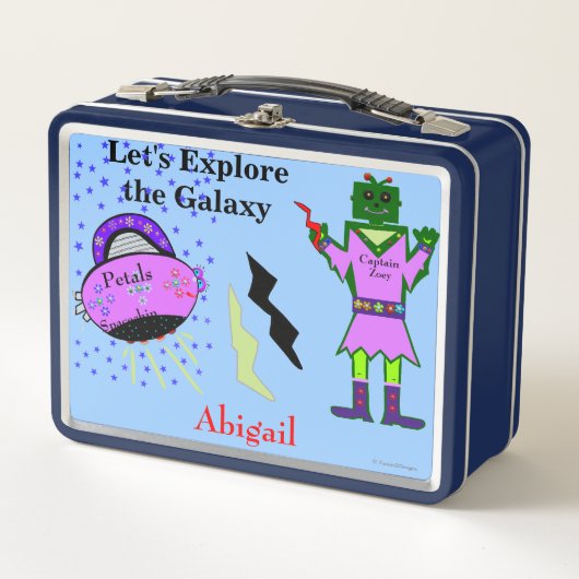 Cute Captain Zoey Green Girl Robot Pink Spaceship (Voorkant)