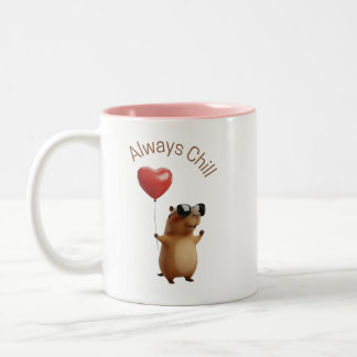 Cute Capybara Always Chill Valentine Coffee Mug Tweekleurige Koffiemok