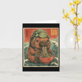 Cute Capybara And Turtle Backpack Ramen Kawaii Cap Kaart (Gele Bloem)