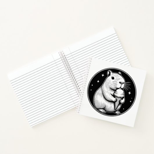 Cute Capybara avec Ice Cream Code Carnet Kawaii (Intérieur)