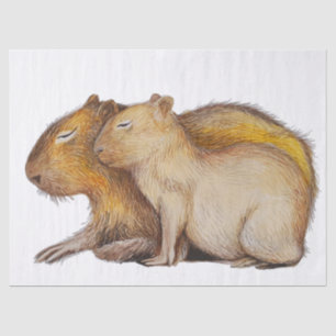 Cute Capybara Baby Moeder Waterverf Nursery DIY Tissuepapier