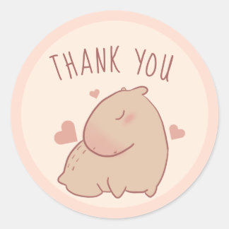 Cute capybara bedankt ronde sticker