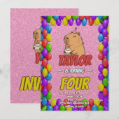 Cute Capybara Birthday Party Invitation (Devant / Derrière)