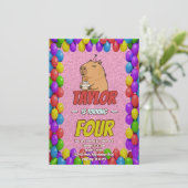 Cute Capybara Birthday Party Invitation (Debout devant)