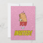 Cute Capybara Birthday Party Invitation (Dos)