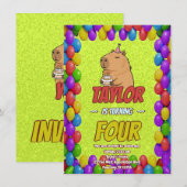 Cute Capybara Birthday Party Invitation (Devant / Derrière)