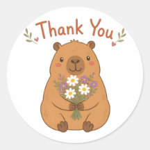 Cute Capybara Dank Je Wildbloemen Sticker