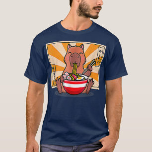 Cute Capybara Eating Ramen Funny Anime Manga T-shirt