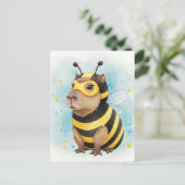 Cute Capybara en costume d'abeille Carte postale (Debout devant)