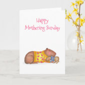 Cute capybara et bébé carte du dimanche (Fleur jaune)