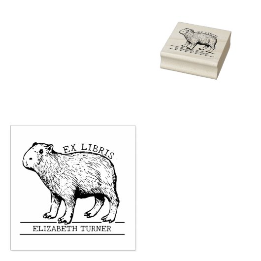 Cute Capybara Ex Libris Boek  Rubberstempel (Gestempeld)