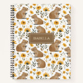 Cute Capybara Floral Spiral Notebook Notitieboek (Voorkant)