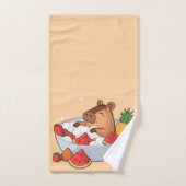 Cute Capybara Fruit Bath Spa Day Kawaii Animal Ill (Serviette à main)