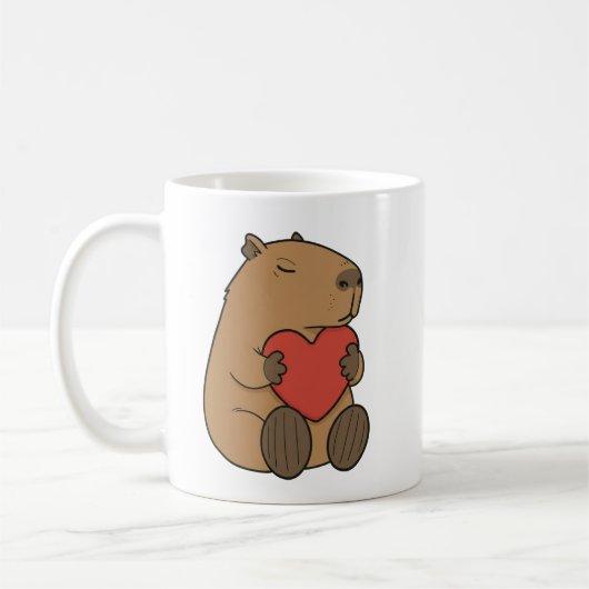 Cute Capybara Hugging Heart Valentine Koffiemok (Links)