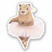 Cute Capybara in Pink Tutu Skirt Sticker (Voorkant)