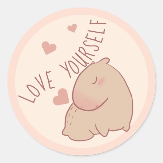 Cute capybara kawaii ronde sticker (Voorkant)