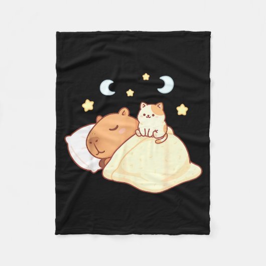Cute Capybara Kawaii Sleep Pajamas Sleepybara Cat  Fleece Deken (Voorkant)