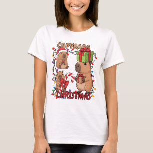 Cute Capybara Kerstlichten Feestelijke Feest T-shirt