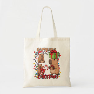 Cute Capybara Kerstlichtjes Feestelijke Feest Tote Bag