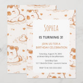 Cute Capybara Kids Birthday Party Invitation (Devant / Derrière)