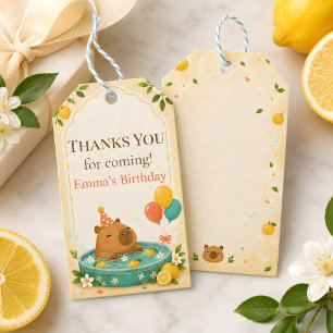 Cute Capybara Kids Verjaardag Favor Tags Cadeaulabel