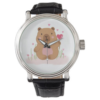 Cute Capybara Love Valentine Anniversary Gift Horloge