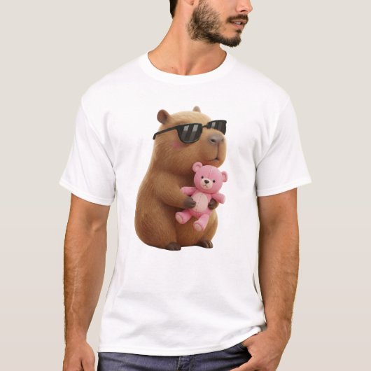 Cute Capybara Pink Teddy Bear Valentine Shirt (Voorkant)
