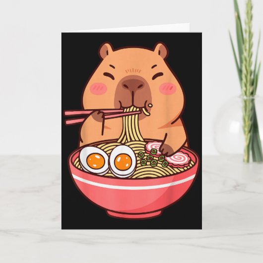 Cute Capybara Ramen Kawaii Kids Boys Girls Cool An Kaart (Voorkant)