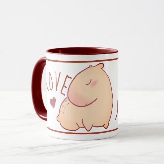 Cute capybara red Two-Tone Mok (Voorkant links)