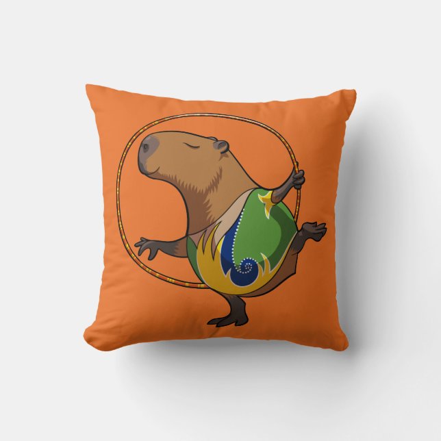 Cute Capybara Rhythmic Gymnastics Hoop Cartoon Kussen (Voorkant)