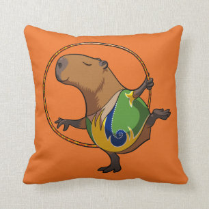 Cute Capybara Rhythmic Gymnastics Hoop Cartoon Kussen