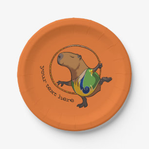 Cute Capybara Rhythmic Gymnastics Hoop Cartoon Papieren Bordje