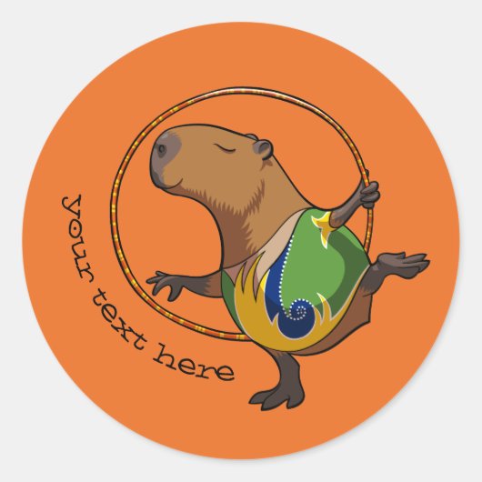 Cute Capybara Rhythmic Gymnastics Hoop Cartoon Ronde Sticker (Voorkant)