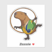 Cute Capybara Rhythmic Gymnastics Hoop Cartoon Sticker (Vel)
