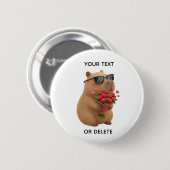 Cute Capybara Rose Bouquet Valentine Pin Button (Voorkant /achterkant)