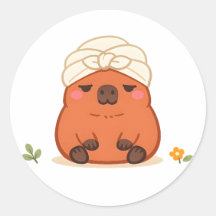 Cute Capybara Spa-dag Handdoek Tulband Sticker