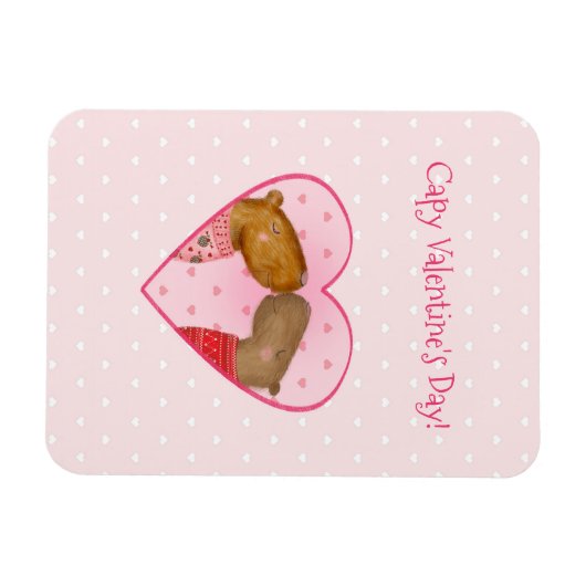 Cute capybara Valentine's Day magnet (Horizontal)