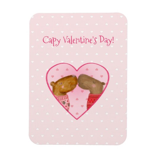Cute capybara Valentine's Day magnet (Vertical)