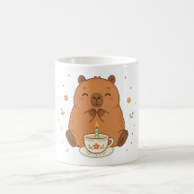 Cute Capybara Verjaardagskaars Theekop Mok