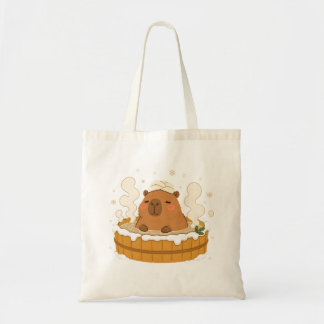Cute Capybara Winter Onsen Sneeuw Warmwaterbron Ta Tote Bag