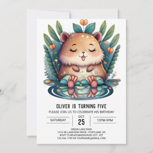 Cute Capybara Wonderland Invitation d'anniversaire (Devant)