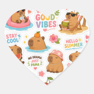 Cute Capybara Zomer Vibes Sticker Sheet – Kawaii