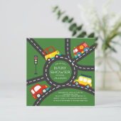 Cute Car Road Boys Baby shower Invitation (Debout devant)